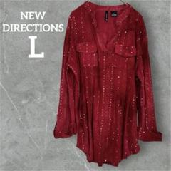 希少✨NEW DIRECTIONS 【L】　ビーズ装飾　チュニック ロールアップ