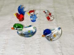 ガラス細工ミニチュア鳥 水鳥 ニワトリ 置物 - メルカリ