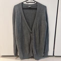 HERMES エルメス H柄 セリエボタン ロングニットカーディガン グレー 