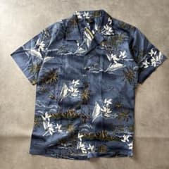Palmwave Hawaii 総柄アロハシャツ 開襟 コットン 半袖 ブルーのサムネイル