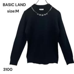 베이직 랜드 BASIC LAND 니트 셔츠 탑스 블랙 M 장식