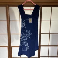天然　藍染　藍　手絞り　エプロンのサムネイル