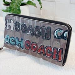 COACH コーチシグネチャーミント&サーフ コラボラウンドファスナー長財布 COACH シグネチャー ミント＆サーフ コラボ 長財布 ラウンドジップ