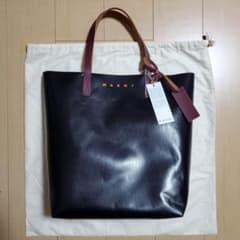 美品】MARNI マルニ PVC バイカラートートバッグ (ブラック×ブルー