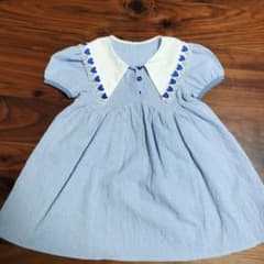 女の子　ワンピース　夏　半袖　水色　襟付きのサムネイル