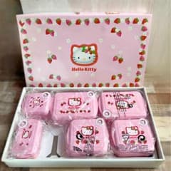 平成レトロ】ハローキティ いちご柄保存容器6個セット【2002年製