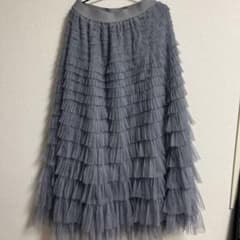 チュール ティアード ロングスカート グレーのサムネイル