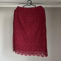 ボルドー 花柄レース タイトスカートのサムネイル
