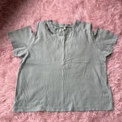 GU　キッズ 肩出し Tシャツ ライトグリーンのサムネイル