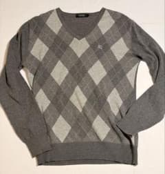 BURBERRY BLACK LABEL アーガイル ニット M グレーのサムネイル