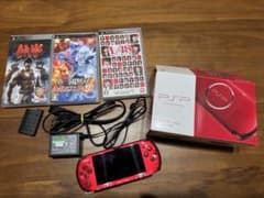 【箱付き】PSP-3000 レッド本体 ゲームソフト3本のサムネイル