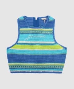 【美品】GANNI クロシェノースリーブクロップド　プルオーバー 新品未使用】GANNI クロシェノースリーブクロップド プルオーバー