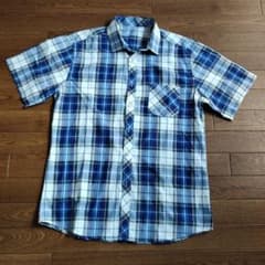 ブルー系 チェック柄 半袖シャツのサムネイル
