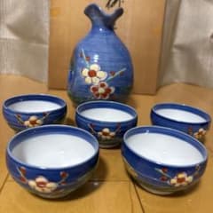 超美品　【有田焼　与ざん窯】梅枝酒器揃(徳利1基　お猪口5杯)のサムネイル