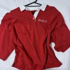 RVCA ラガーシャツ 半袖 レッド ホワイトのサムネイル