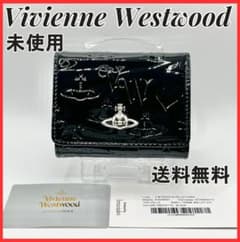 Vivienne Westwood 折財布 黒 シンプル 銀 エナメル 型押し - メルカリ