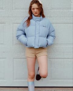 ALLISON BROWN ギンガムチェックダウンベイビーブルー - メルカリ