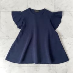 極美品✨ ドゥロワー ミラノ編みフリルスリーブニット ネイビー 定価6.9万円 極美品✨ ドゥロワー ミラノ編みフリルスリーブニット ネイビー 定価
