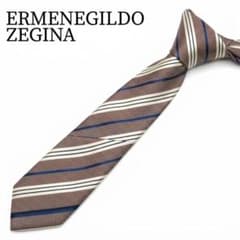 【美品】 エルメネジルドゼニア ネクタイ シルク ストライプ イタリア製 紺 赤