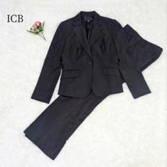 iCB アイシービー✨ストライプ パンツスーツ サイズ11　ブラック ICB 未使用 Complete アイシービー ストレッチ シングル