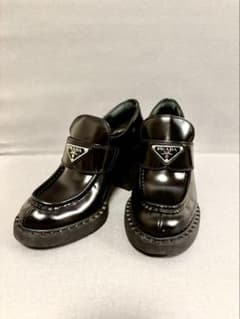 【美品】PRADA チョコレート ブラッシュドレザー ハイヒールローファーのサムネイル