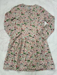 PETIT BATEAU アニマル柄長袖ワンピース 10ansのサムネイル