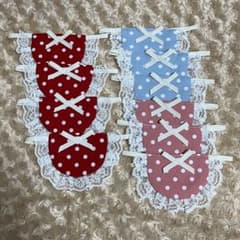 ハンドメイド 犬用スタイ 10枚セット ドット柄 リボンレースのサムネイル