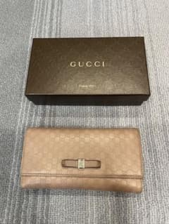 GUCCI ベージュレザー長財布 GGパターン 値下げ交渉可 - メルカリ
