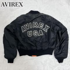 90s USA製 AVIREX コマーシャルロゴ MA-1フライトジャケット短丈