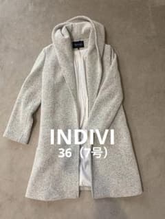 INDIVI インディヴィ フード付き ロングコート グレー - メルカリ