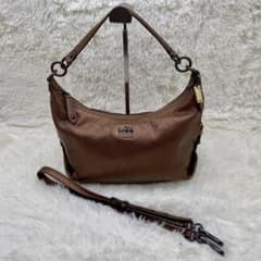 coach コーチ 2way ショルダーバッグ メタリックブロンズ レザー
