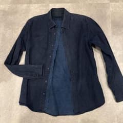 FRANK LEDER フランクリーダー　リネン混シャツ　長袖　ネイビーのサムネイル
