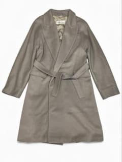 マックスマーラ カシミヤ混 ウール ベルト ロングコート グレー 40