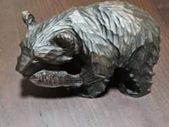 木彫り 熊 置物 鮭をくわえた熊 北海道 民芸品