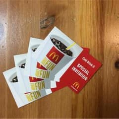 マクドナルド コールドドリンクS無料券4枚のサムネイル