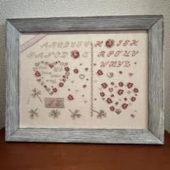 フランス　アンティーク　サンプラー　刺繍　額装品　ヴィンテージ　美品　蚤の市 フランス アンティーク サンプラー 刺繍 額装品 ヴィンテージ 美品