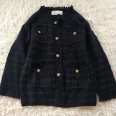 Whim Gazette ウィムガゼット モヘヤ混 ツイードジャケット 金ボタン Whim Gazette ウィムガゼット モヘヤ混 ツイードジャケット 金