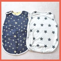 星柄　ベビー　スリーパー 2枚セット　6重ガーゼ　薄手のサムネイル