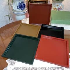 【未使用】 山田平安堂 越前漆器 色違い 盆 5枚セット 漆塗り 正月 和食器 越前漆器 山田平安堂 千筋 お盆 色変わり5枚セット 未使用