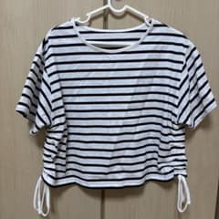 GRL ボーダー 半袖 Tシャツ サイドドロスト【fo1980】のサムネイル