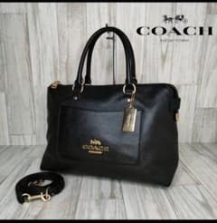 COACH ミニエマ 2way サッチェル シボ皮 ゴールドタグ ショルダー紐 COACH ミニエマ 2way サッチェル シボ皮 ゴールドタグ ショルダー紐