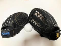 ボール付親子グローブ 大人左投用黒12.5インチ 子供右投げ用黒色10.5 