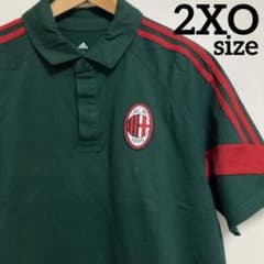 【希少カラー】アディダス×希少AC Milan ダークグリーン ポロシャツ2XO 希少カラー】アディダス×希少AC Milan ダークグリーン ポロシャツ2XO