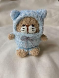 猫耳着ぐるみ風ぬいぐるみ　編みぐるみ　みずいろのサムネイル