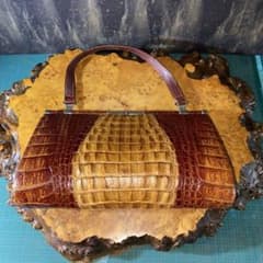 クロコダイル/ワニ革 ハンドバッグ レディース ブラウン系/茶系 エキゾチック…のサムネイル