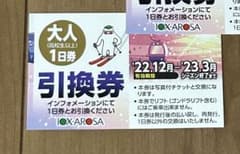 イオックスアローザ　スキー場1日券　大人1枚のサムネイル