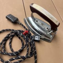 ナショナル　松下電工産業　業務用　アイロン 6号　台付　レトロ　極美品 昭和レトロ ナショナル 松下電器 アイロン 布巻きコード ヴィンテージ