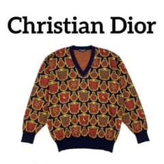 美品 Christian Dior トロッター 総柄 ヴィンテージセーターニット クリスチャンディオール トロッター ニット セーター ロゴ クルー