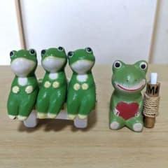 カエル 置物 木製ミニチュア セット