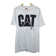 90s CAT Caterpillar Vintage Short-Sleeve T-Shirt Logo Made in USA Gray Size M